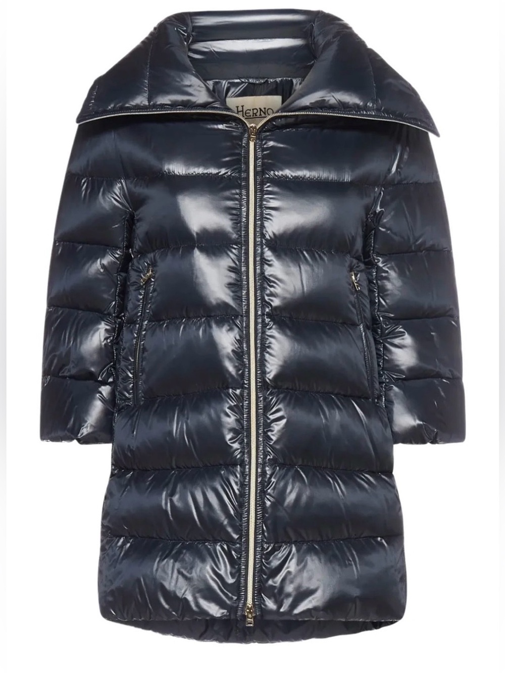 Herno Women Cleofe Midi Down Jacket - IT 38/US 2 in navy blue